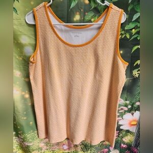 Land's End Orange and white geometric print Tank top